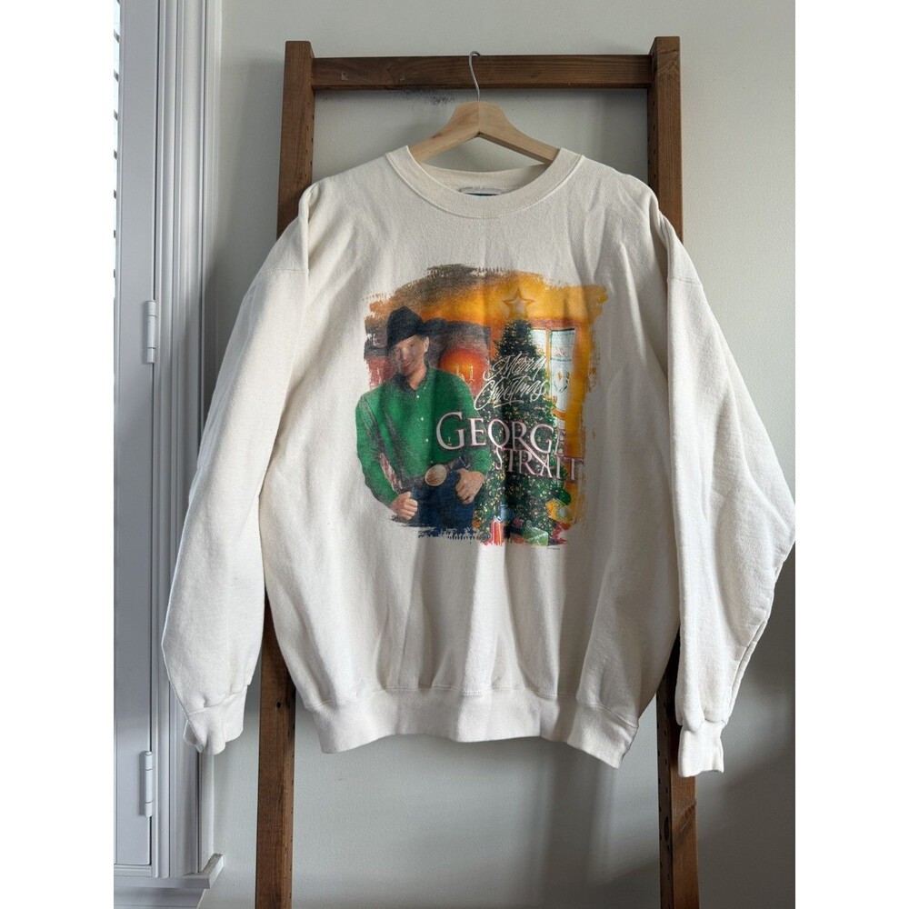 VTG 90s George Strait Merry Christmas Sweatshirt Large Country Music